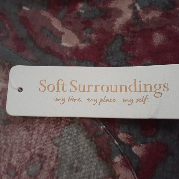 Soft Surroundings NWT Women's Size M Gray Purple Printed Scoop Neck Midi Dress - Picture 7 of 13